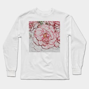 Red Roses Floral Blooms - Modern Abstract Design Long Sleeve T-Shirt